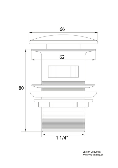 Bunnventil Push pop-up 1 1/4" børstet stål - REN